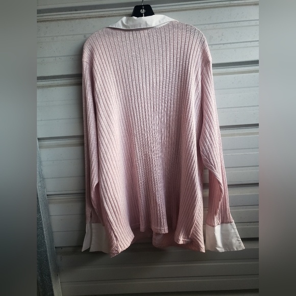 4X New Fashion Bug Plus Size pink shimmer work sweater top shirt women's - Picture 2 of 6